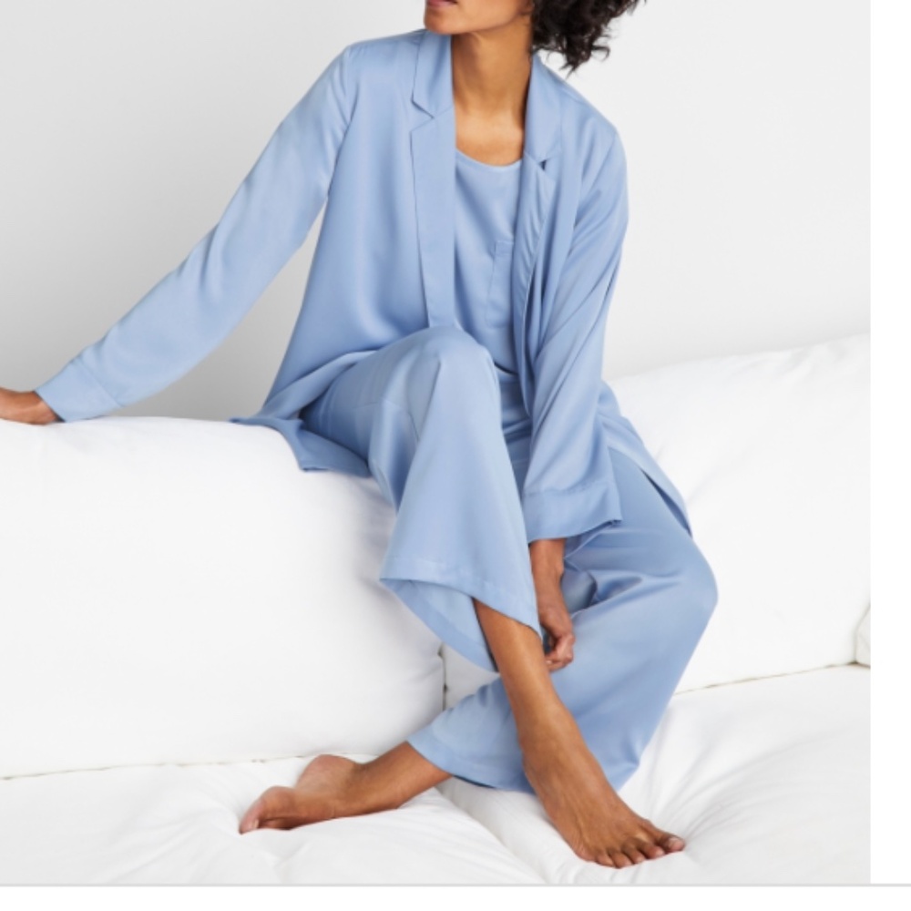 State of Day Womens Silk Touch Self-Tie Robe 100180215MS Eventice Blue XS